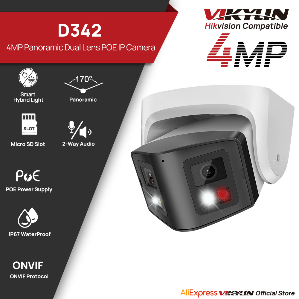 Home Security System Hikvision - Vikylin Telecamera IP panoramica a doppio