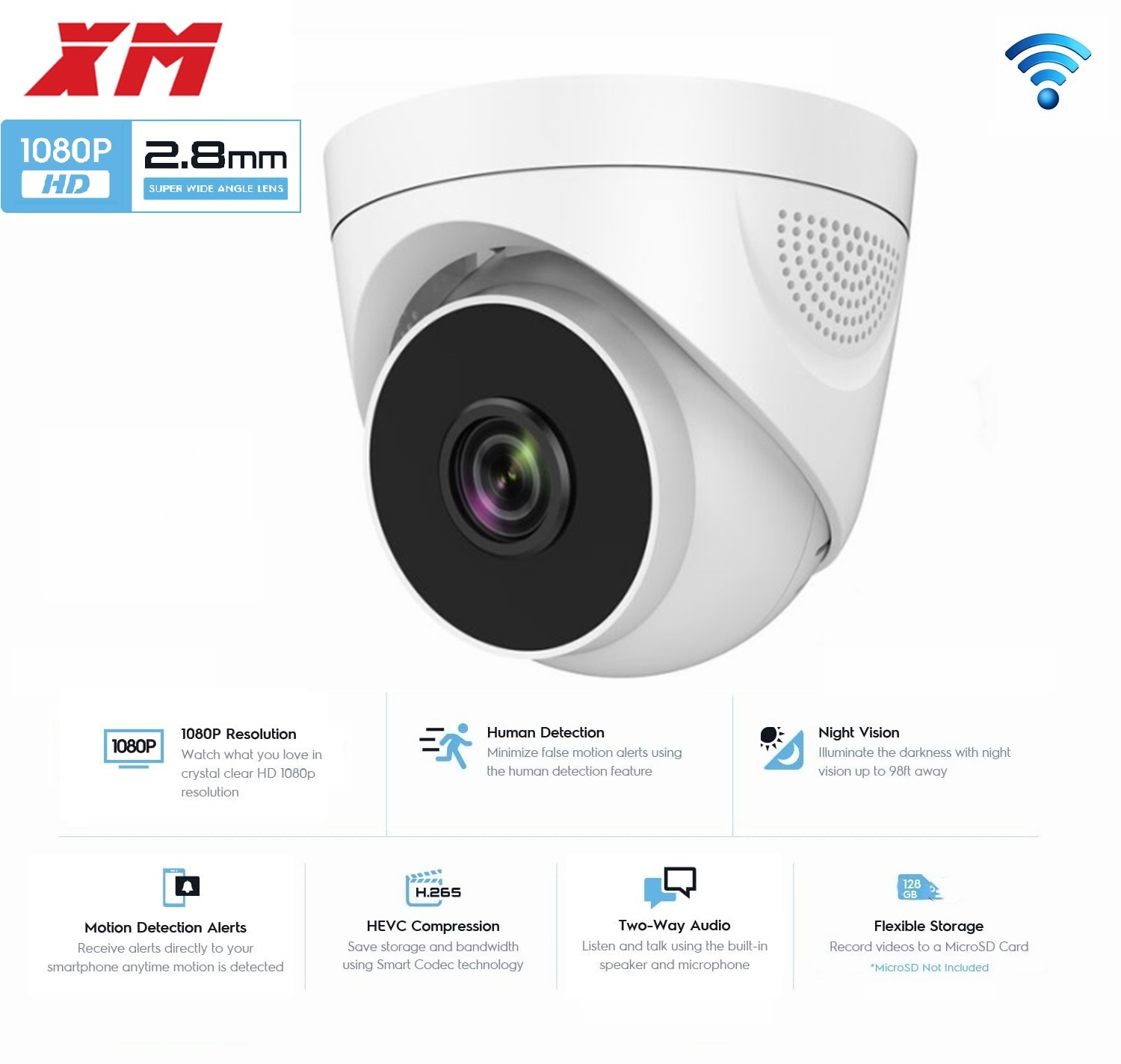 Home Security Video Systems - Telecamera di Sicurezza WiFi 1080P, Videocamera
